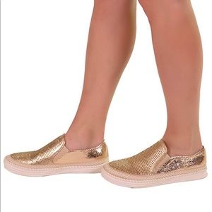 Rose gold rhinestone sneakers